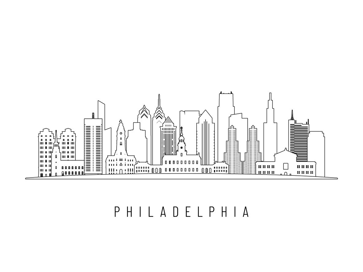 Line illustration of the Philadelphia skyline